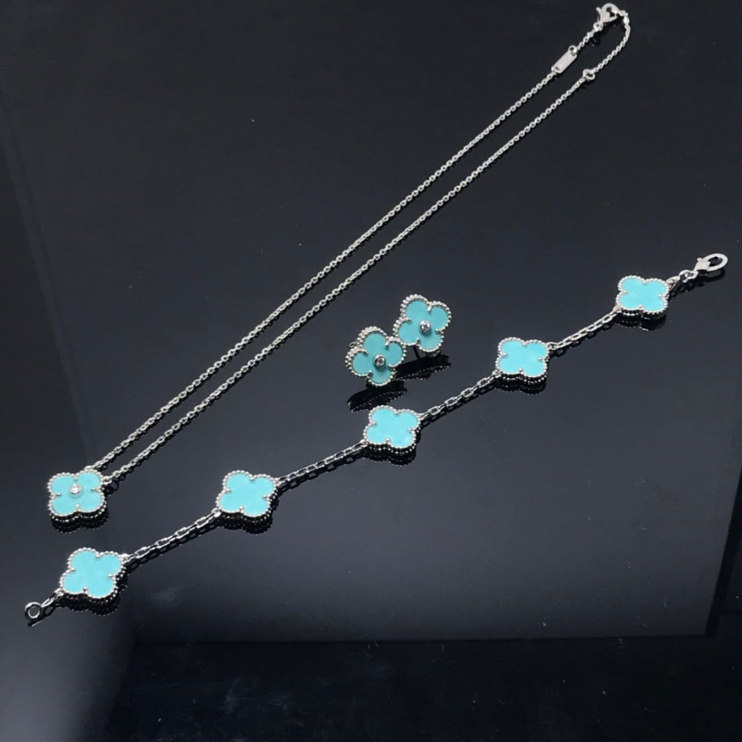 [LORA]CLOVER 1 DIAMOND BLUE SKY SILVER EARRINGS