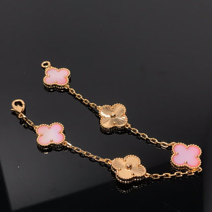 [LORA]CLOVER BRACELET 5 MOTIF PINK AND PINK GOLD