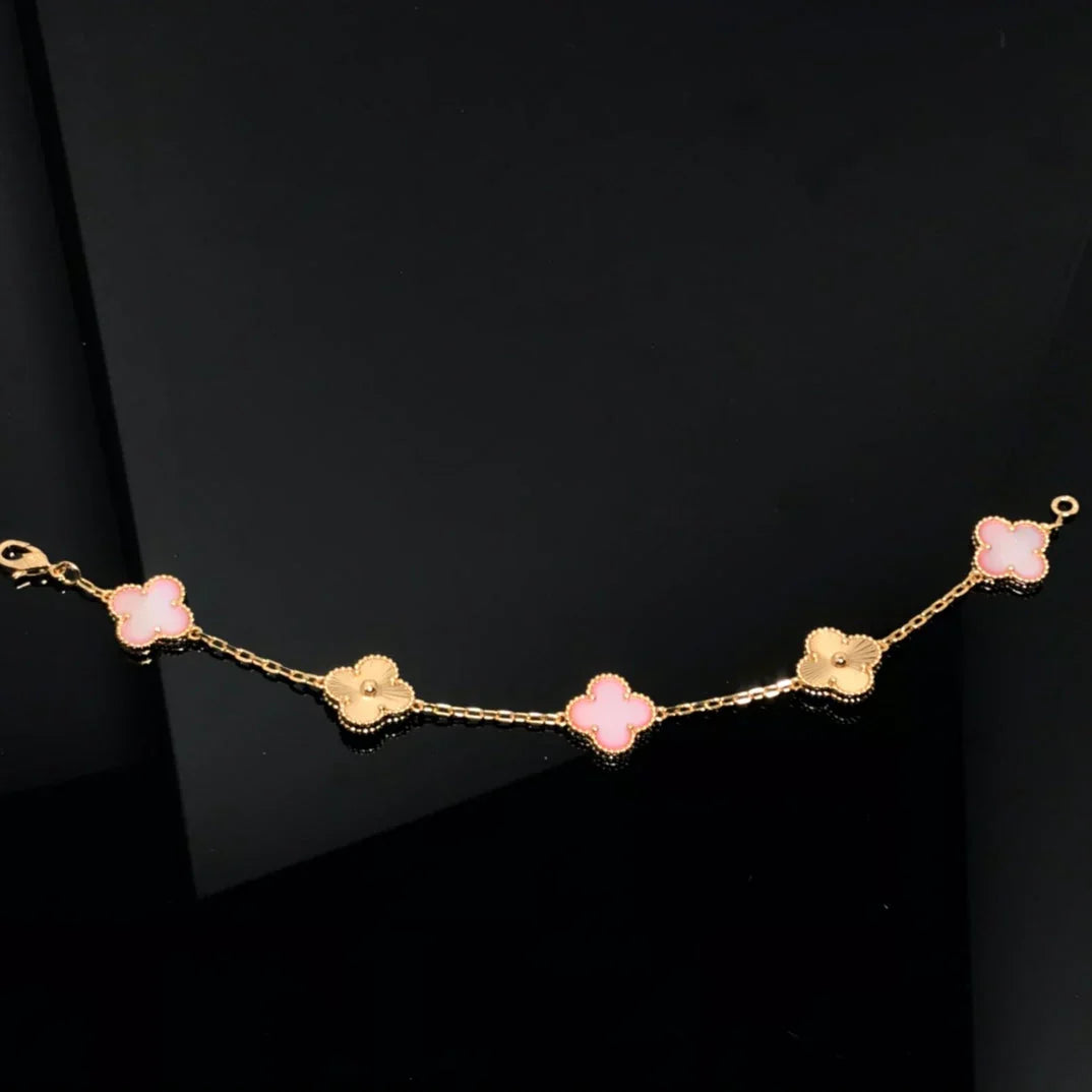 [Lora] CLOVER 5 MOTIFS  PINK MOP BRACELET COLLECTION