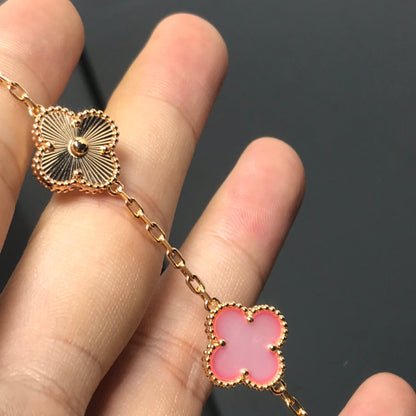 [LORA]CLOVER BRACELET 5 MOTIF PINK AND PINK GOLD