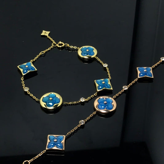 [LORA]STAR AND SUN 4 MOTIF BLUE BRACELET