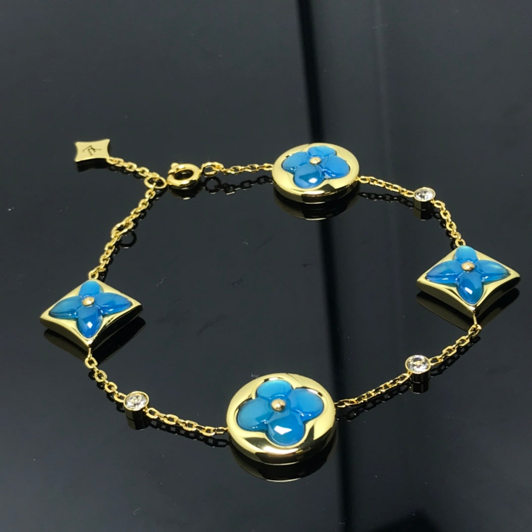 [LORA]STAR AND SUN 4 MOTIF BLUE BRACELET