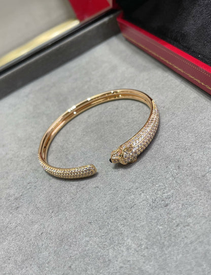 [LORA]PANTHERE FULL DIAMOND OPEN BRACELET