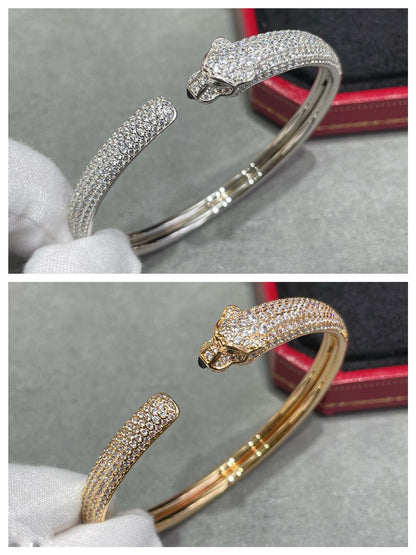 [LORA]PANTHERE FULL DIAMOND OPEN BRACELET