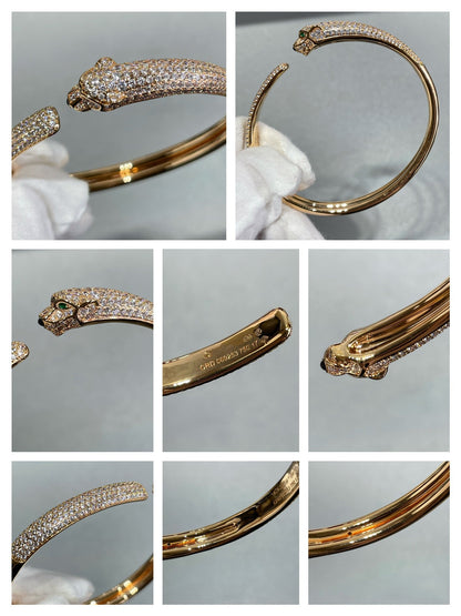 [LORA]PANTHERE FULL DIAMOND OPEN BRACELET