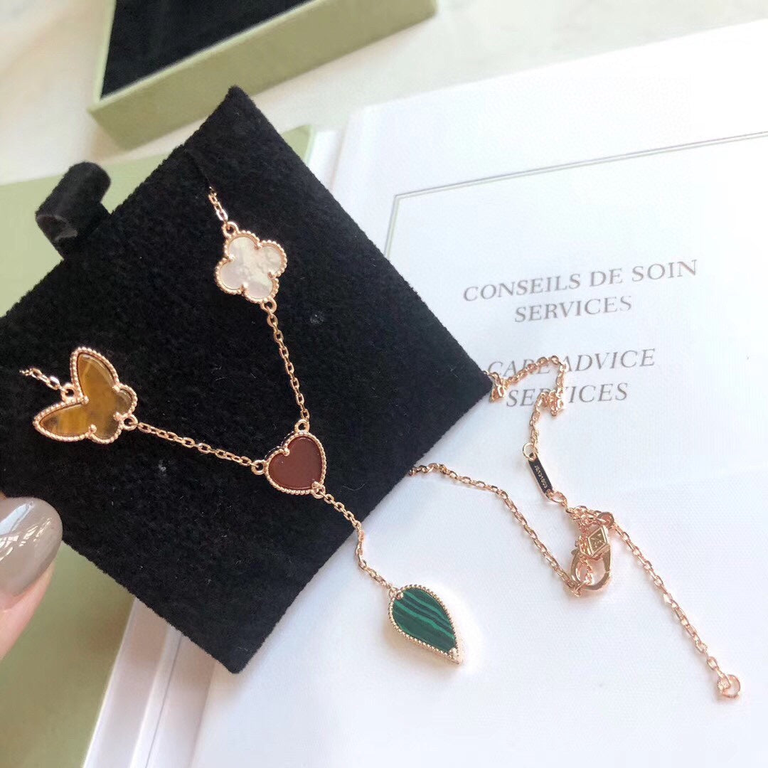 [LORA]LUCKY SPRING 4 MOTIFS ROSE GOLD NECKLACE