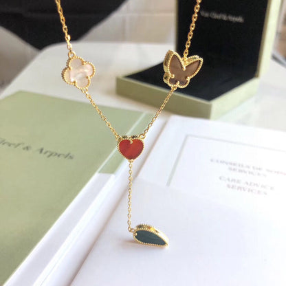 [LORA]LUCKY SPRING 4 MOTIFS ROSE GOLD NECKLACE