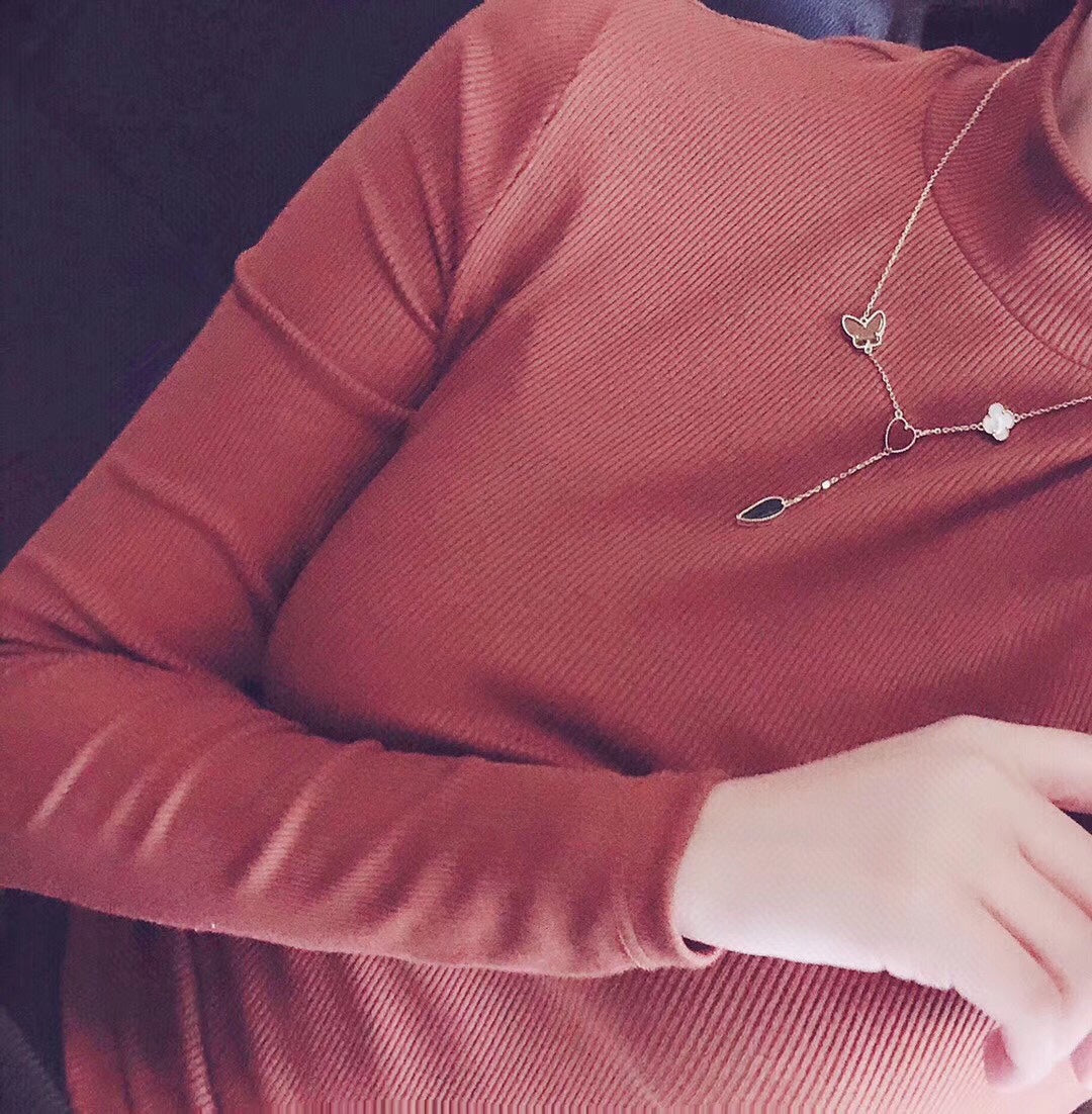 [LORA]LUCKY SPRING 4 MOTIFS ROSE GOLD NECKLACE