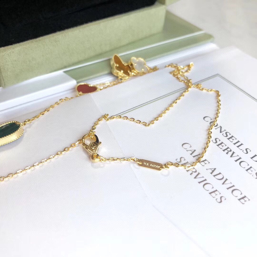 [LORA]LUCKY SPRING 4 MOTIFS ROSE GOLD NECKLACE