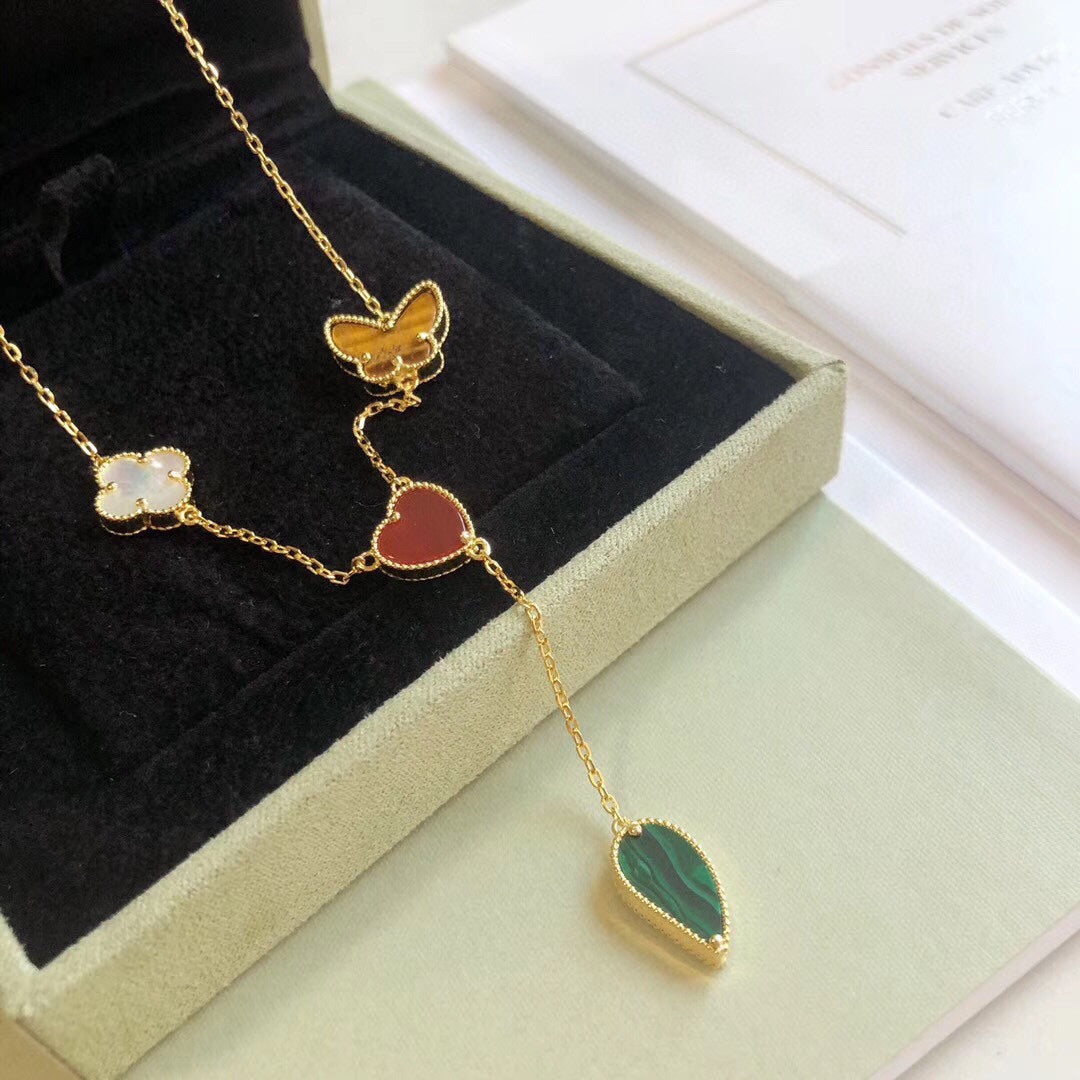 [Lora]LUCKY SPRING 4 MOTIFS ROSE GOLD NECKLACE
