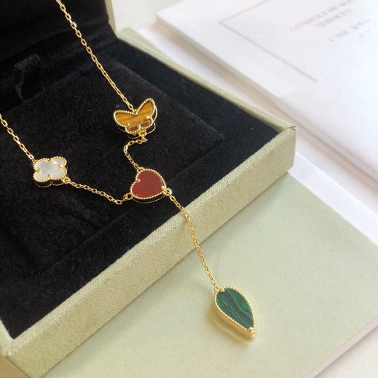 [Lora]LUCKY SPRING 4 MOTIFS ROSE GOLD NECKLACE
