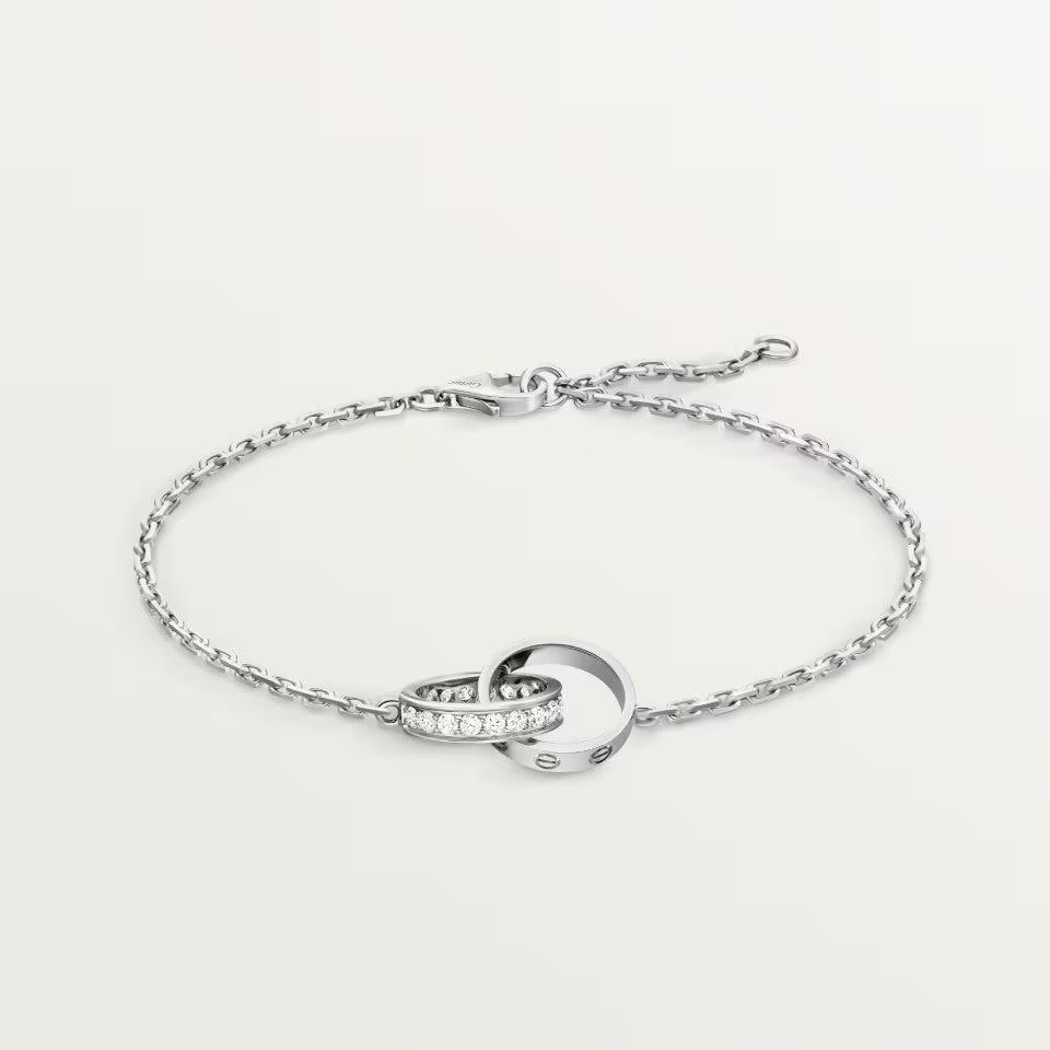 [LORA] LOVE DOUBLE RING HALF DIAMOND BRACELET