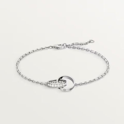 [LORA] LOVE DOUBLE RING HALF DIAMOND BRACELET