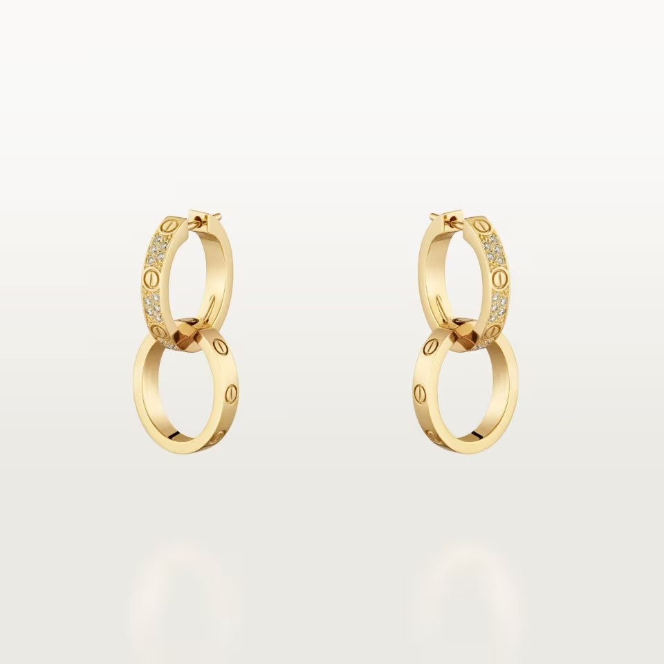 [LORA] LOVE 3.3MM DANGLE HALF DIAMOND EARRINGS