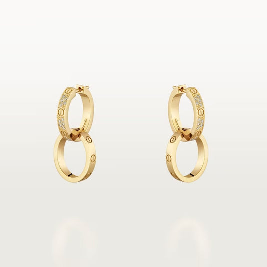 [Lora] LOVE 3.3MM DANGLE HALF DIAMOND EARRINGS