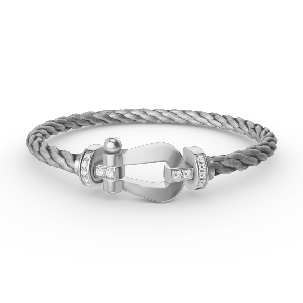[LORA]FORCE LARGE HORSESHOE HALF DIAMOND BRACELET SILVER