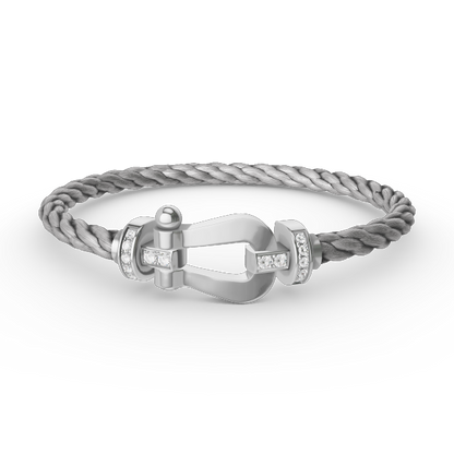 [LORA]FORCE LARGE HORSESHOE HALF DIAMOND BRACELET SILVER