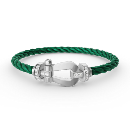 [LORA]FORCE LARGE HORSESHOE HALF DIAMOND BRACELET SILVER