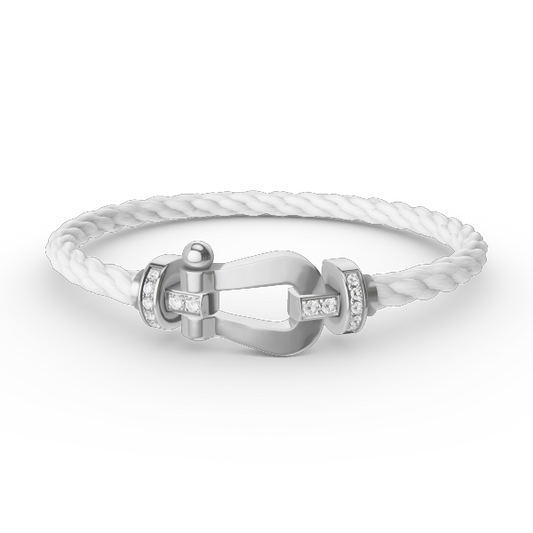[LORA]FORCE LARGE HORSESHOE HALF DIAMOND BRACELET SILVER