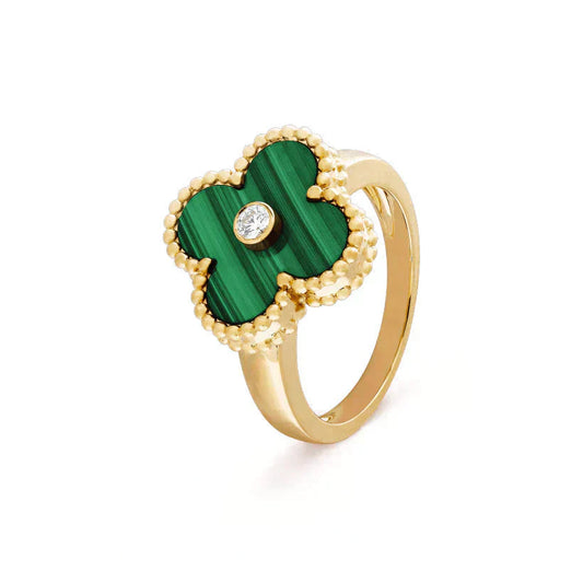 [LORA]CLOVER MALACHITE RING GOLD DIAMOND
