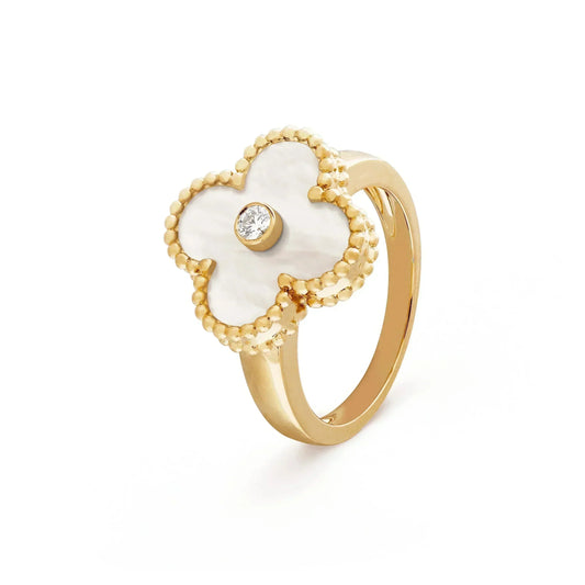 [LORA]CLOVER PINK MOP RING GOLD DIAMOND